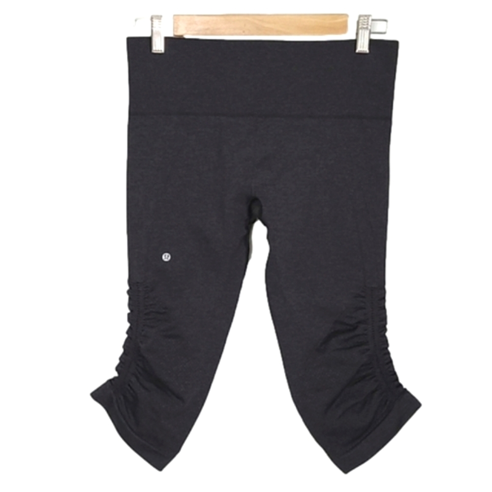 Lululemon Women's In The Flow Crop II Deep Coal Leggings Stretch Yoga 6